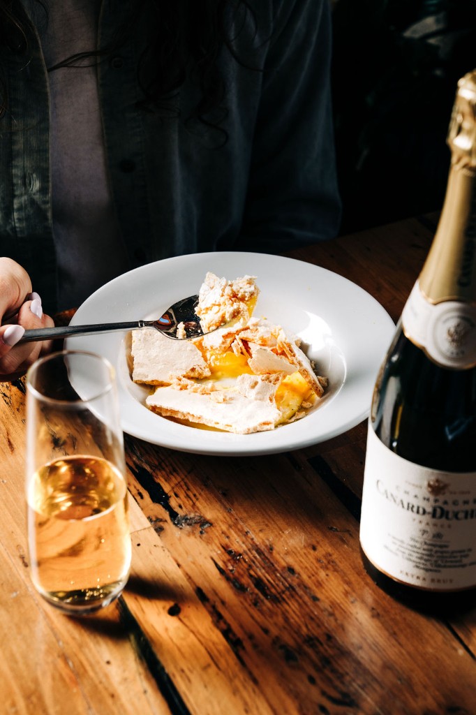 Deconstructed citrus meringue dessert with Champagne at Stone House