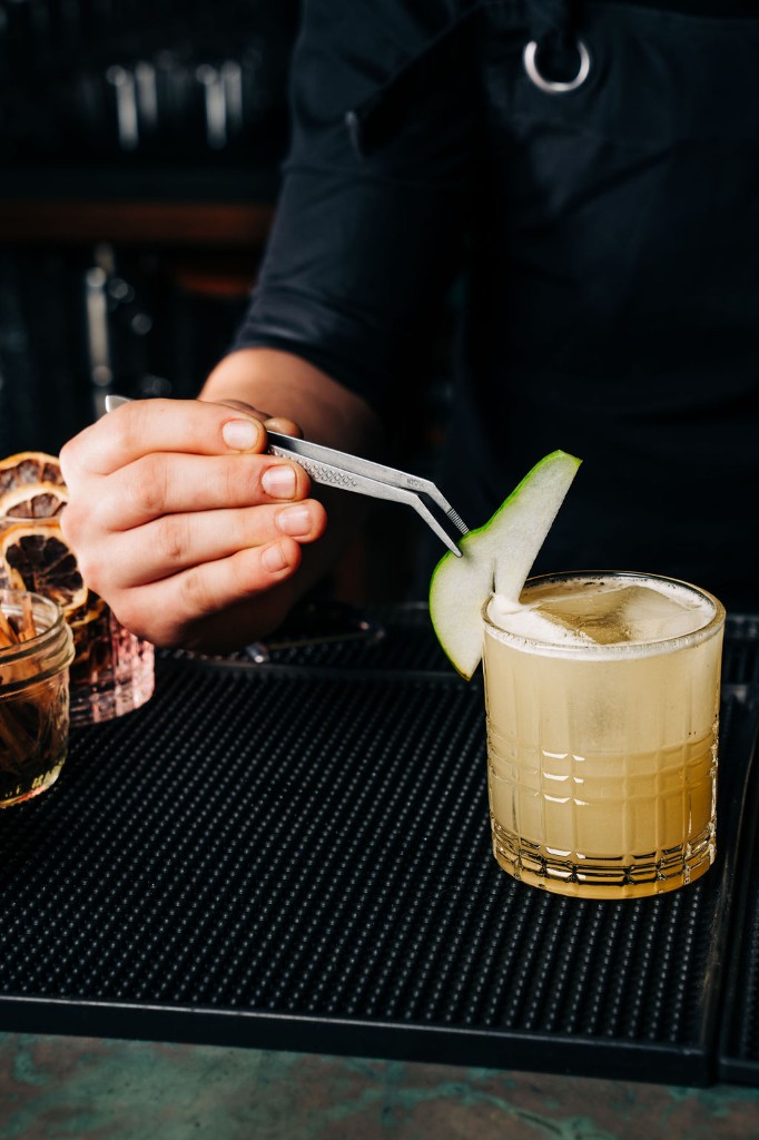 Pear Necessity craft cocktail signature serve at Stone House