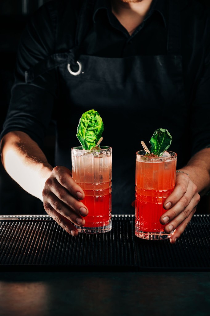 Strawberry basil craft cocktail for Stone House event catering