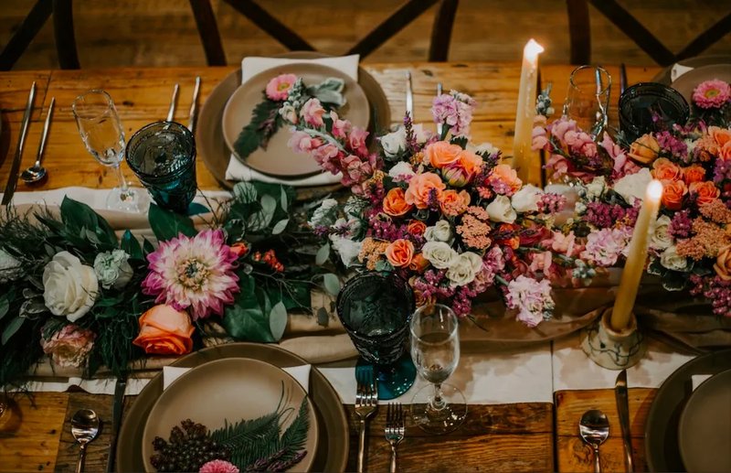 Intimate dinner table setup at Stone House