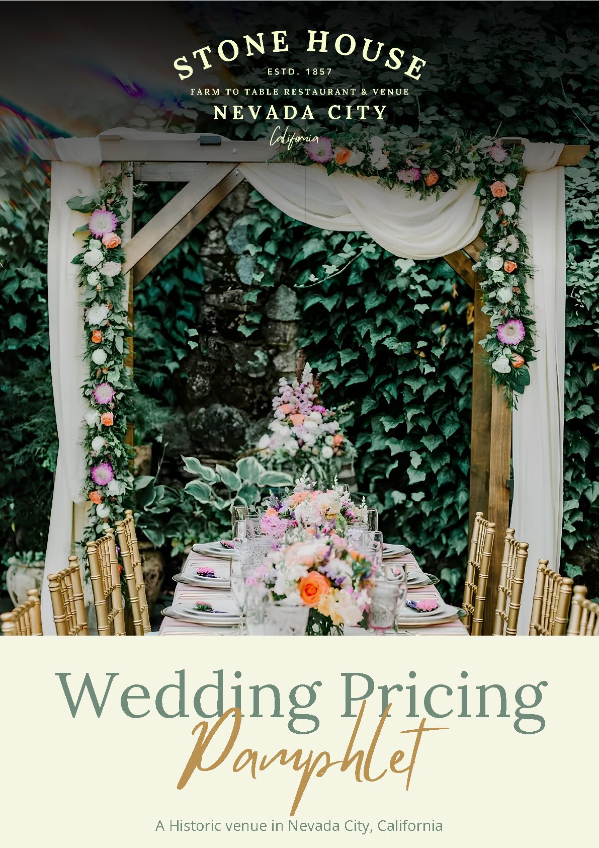 Stone House Wedding Pricing Pamphlet cover